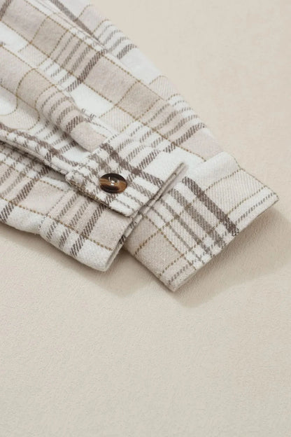 Plaid Removable Hood Button Up Shacket The Nichole Collection