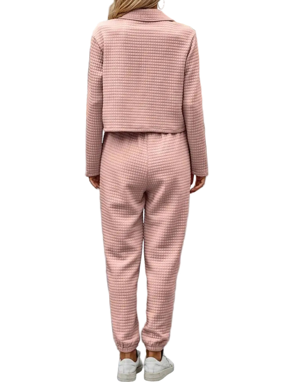 Plaid Texture Snap Down Top and Pants Set The Nichole Collection