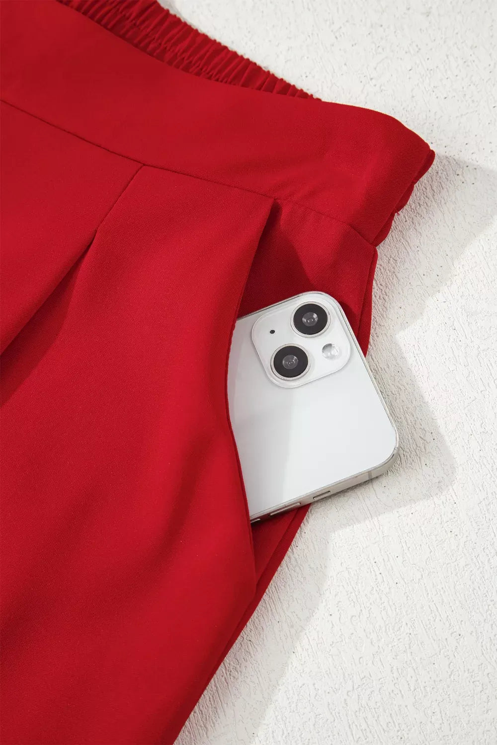 Pleated Detail Pull On High Elastic Waist Loose Straight Pants The Nichole Collection