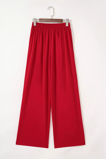 Pleated Detail Pull On High Elastic Waist Loose Straight Pants The Nichole Collection