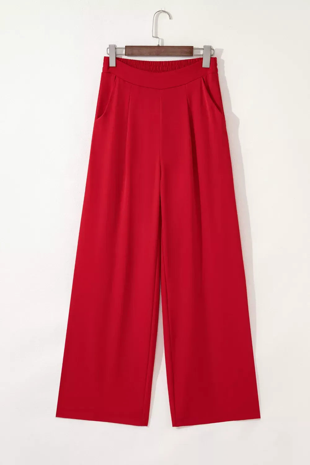 Pleated Detail Pull On High Elastic Waist Loose Straight Pants The Nichole Collection