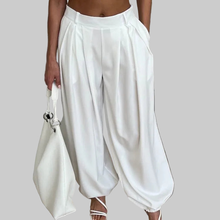 Pleated High Waist Wide Leg Trousers The Nichole Collection