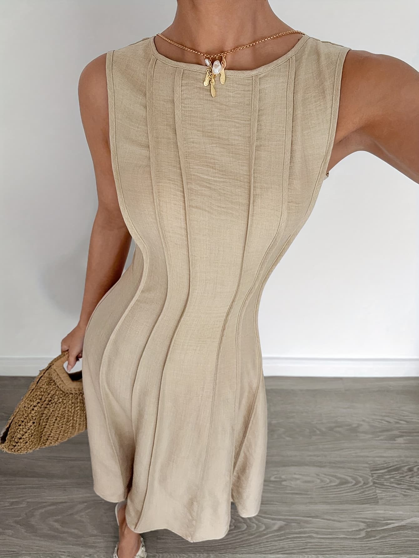 Pleated Waist A-Line Maxi Dress – Elegant Slit Long Dress A-Line Dresses The Nichole Collection