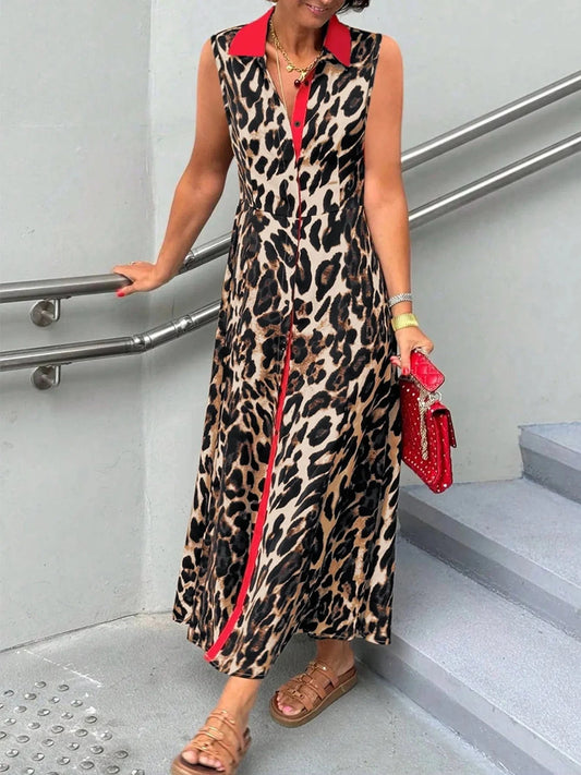 Plus Size Leopard Print Sleeveless Maxi Dress Leopard / 1XL The Nichole Collection