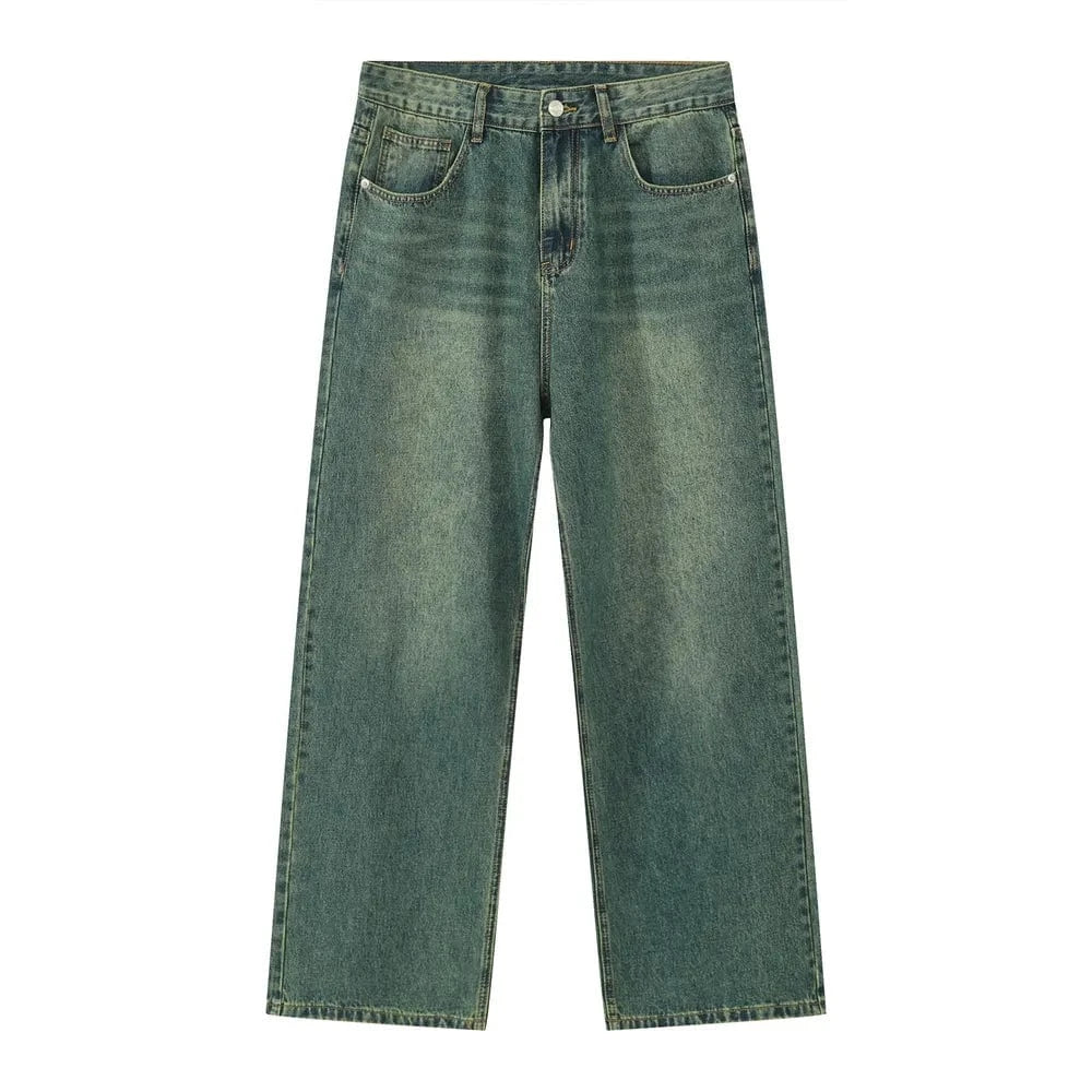 Pocketed Baggy Jeans Dark Green / L Trendsi