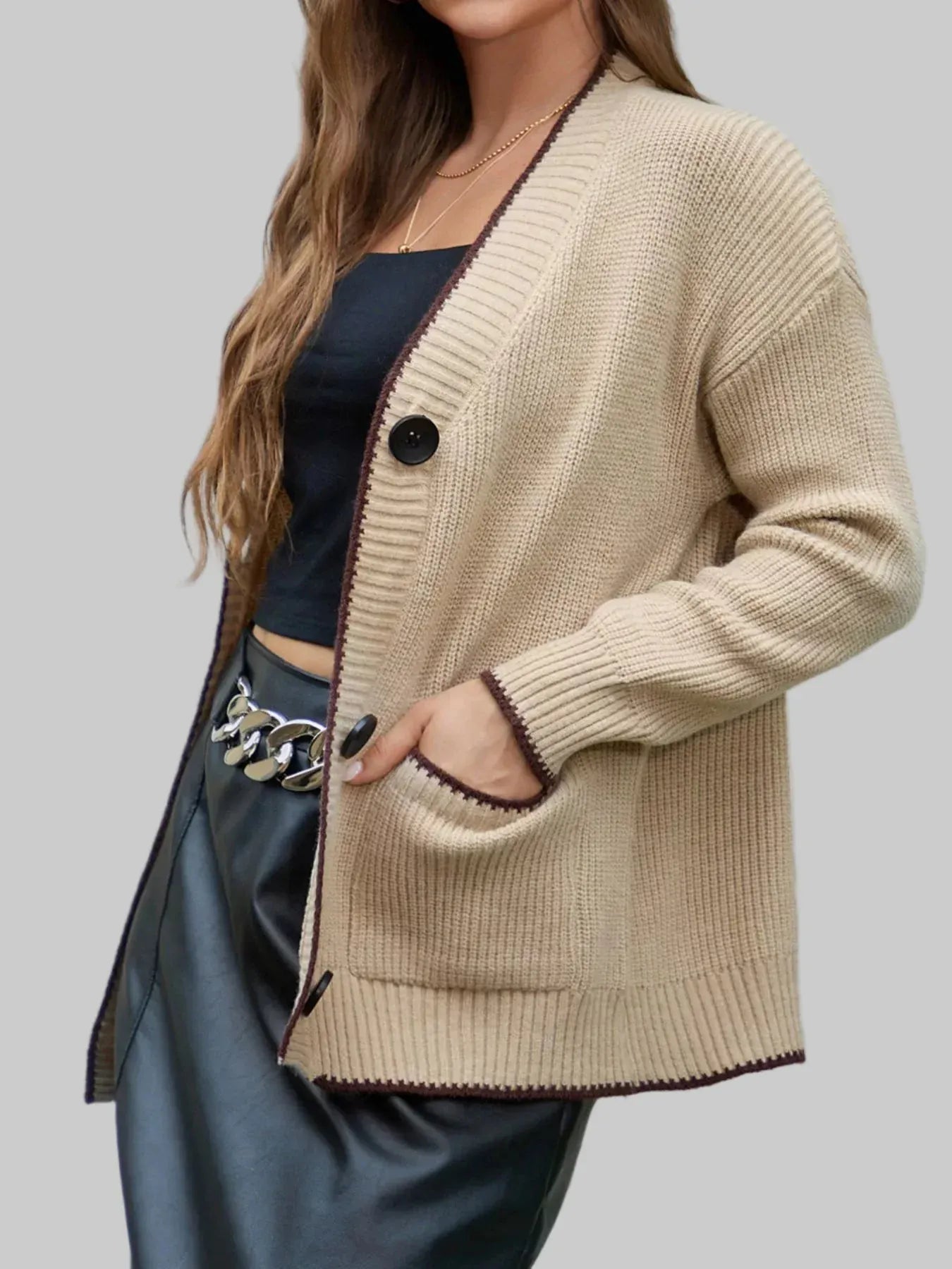 Pocketed Button Down Cardigan Cardigan The Nichole Collection