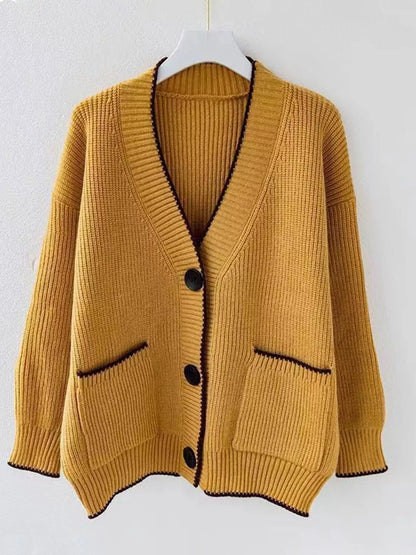 Pocketed Button Down Cardigan Cardigan Yellow / S The Nichole Collection