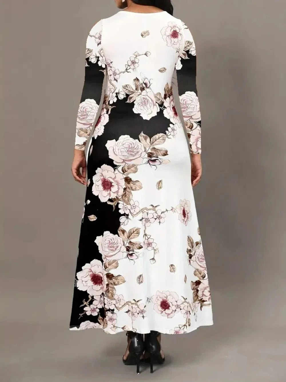 Pocketed Printed Long Sleeve Dress Dresses The Nichole Collection