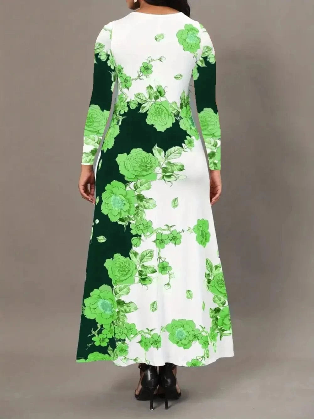 Pocketed Printed Long Sleeve Dress Dresses The Nichole Collection