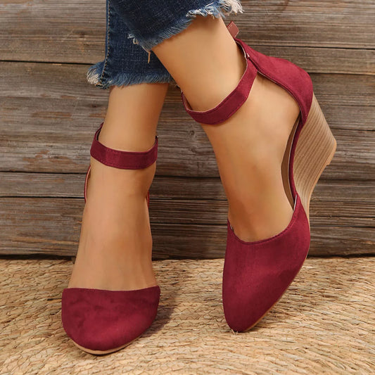 Point Toe Wedge Sandals Burgundy / 35 The Nichole Collection - Official Site