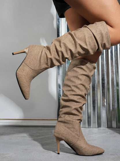 Pointed Toe Stiletto Boots Camel / 35(US4) The Nichole Collection