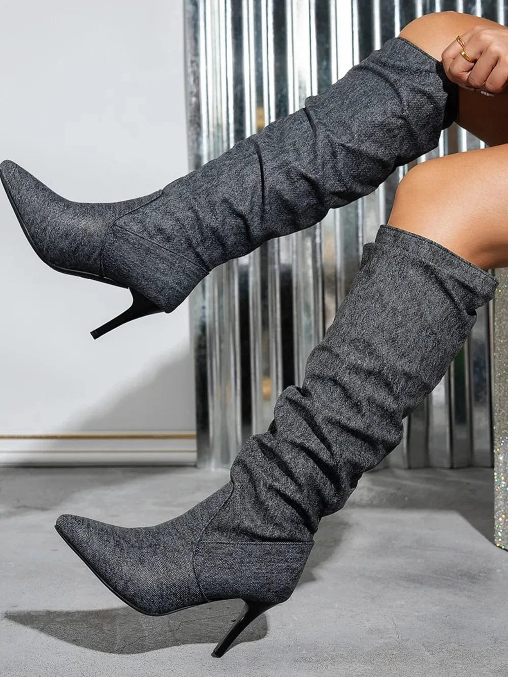 Pointed Toe Stiletto Boots Dark / 35(US4) The Nichole Collection