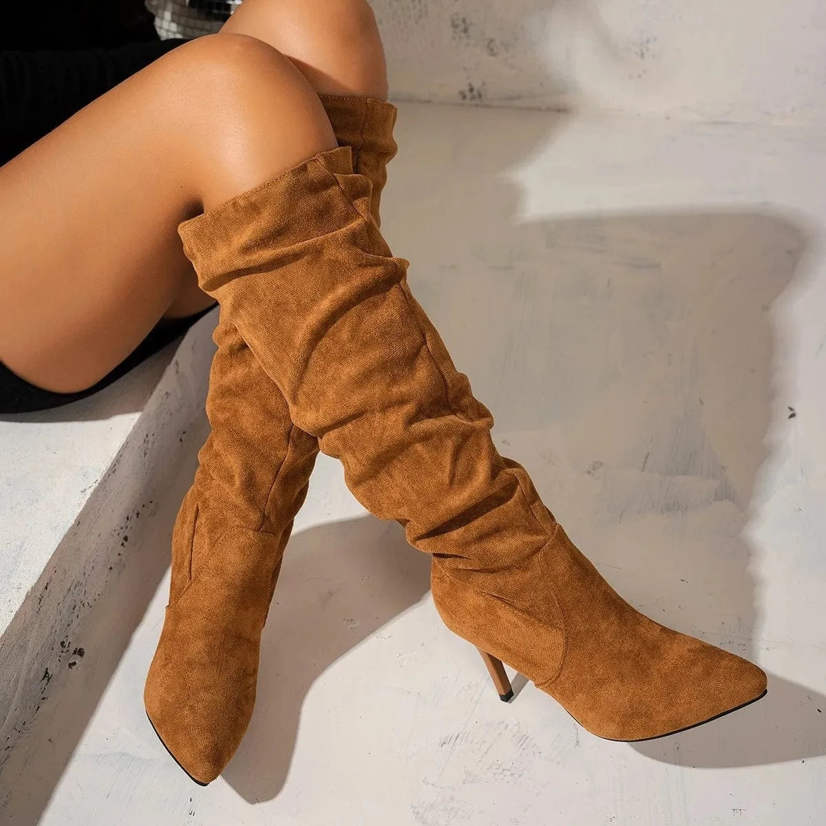 Pointed Toe Suede Stiletto Boots The Nichole Collection
