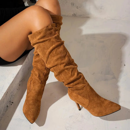Pointed Toe Suede Stiletto Boots The Nichole Collection