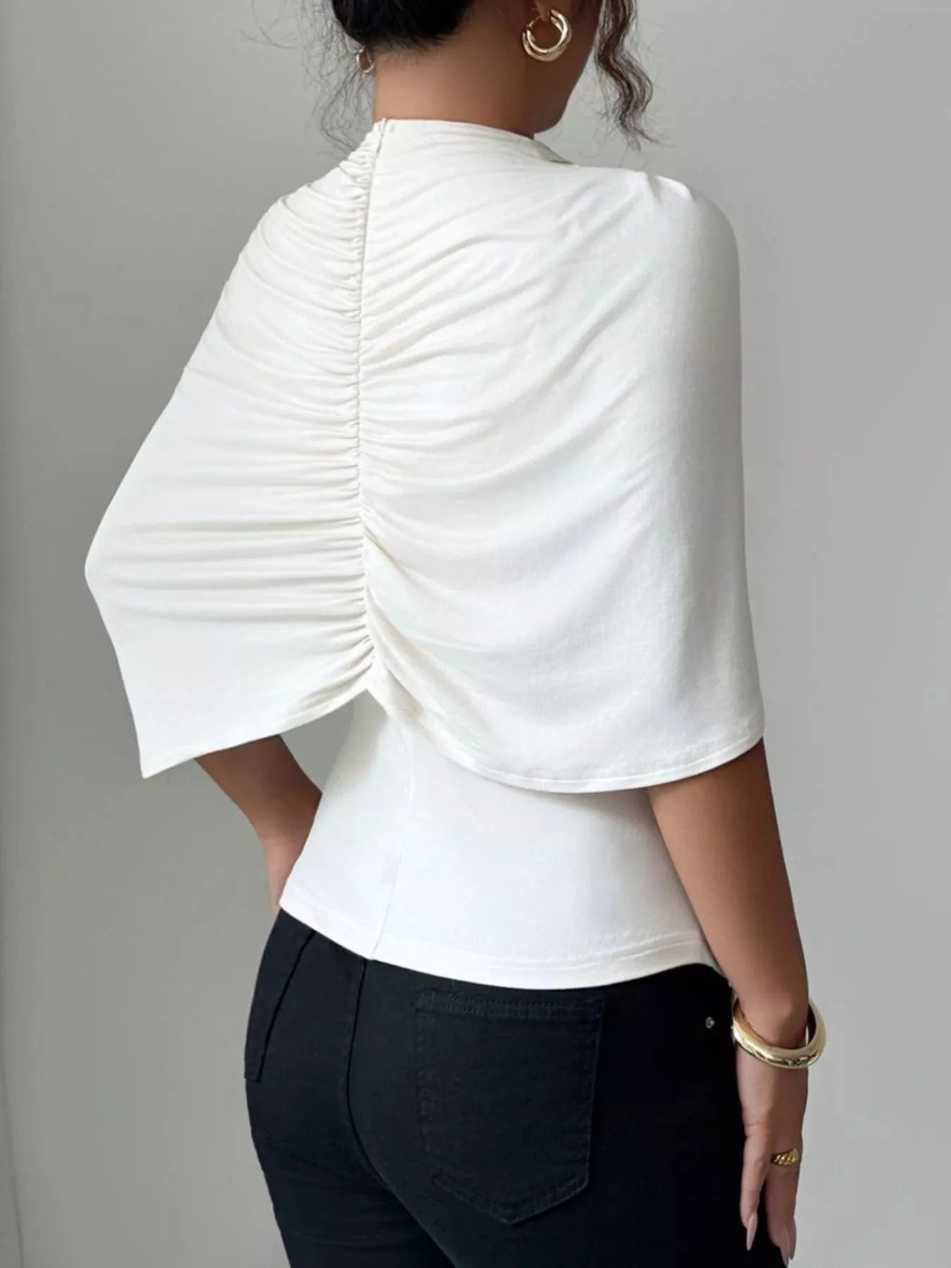 Polished Ruched Mock Neck Top Shirts & Tops The Nichole Collection