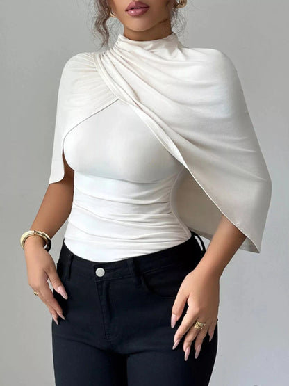Polished Ruched Mock Neck Top Shirts & Tops The Nichole Collection