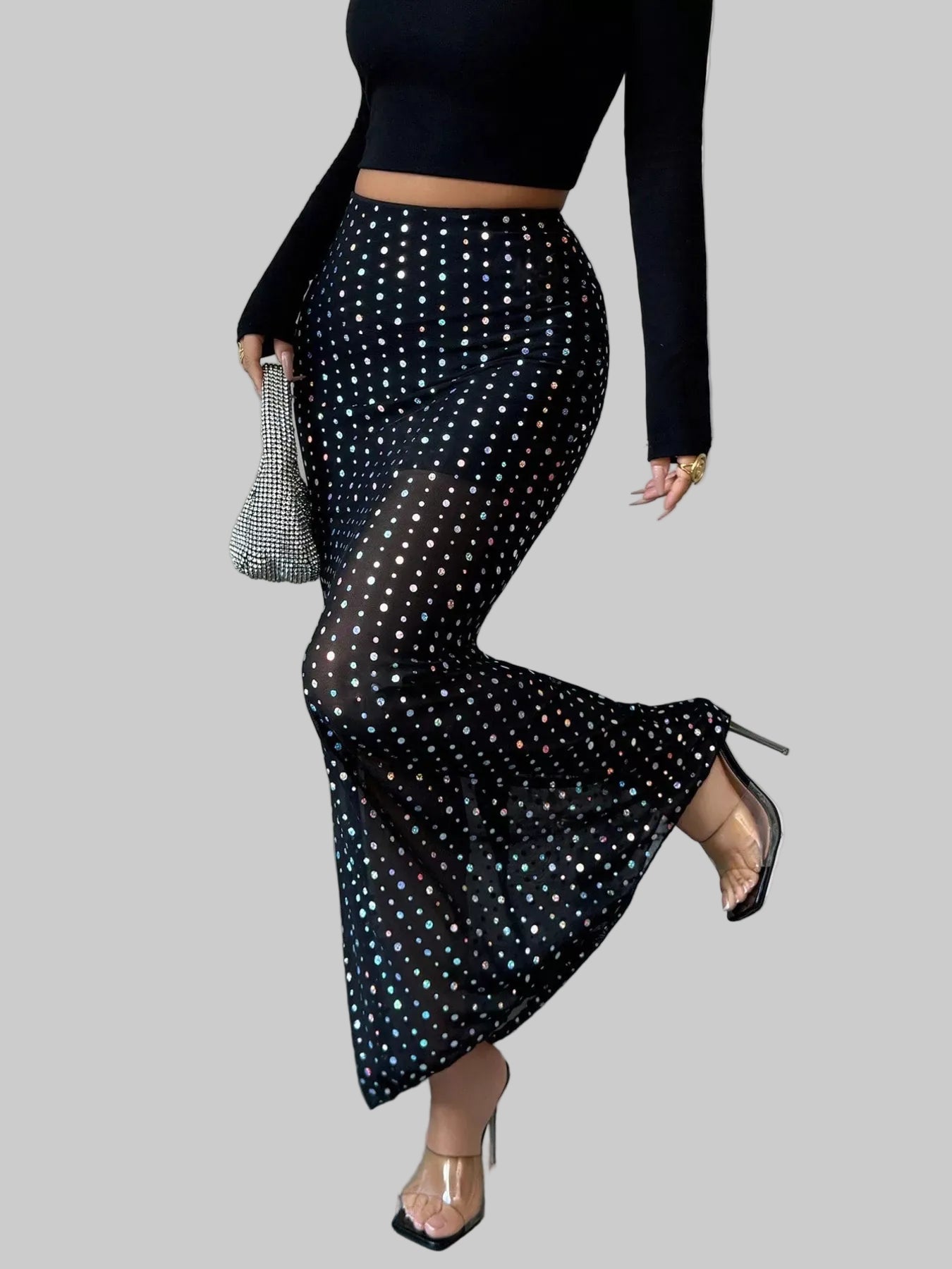 Polka Dot Maxi Skirt Black / S The Nichole Collection
