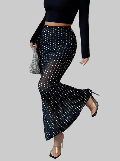 Polka Dot Maxi Skirt Black / S The Nichole Collection