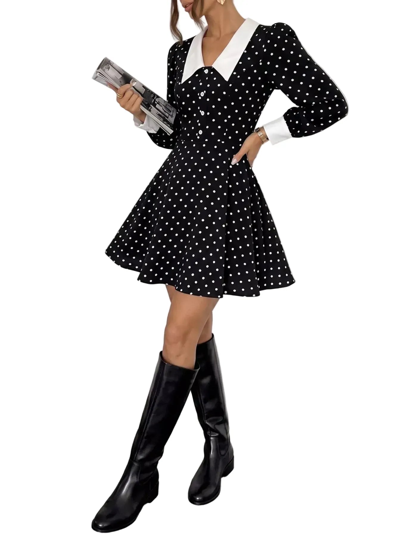 Polka Dot Peter Pan Collar Dress | The Nichole Collection