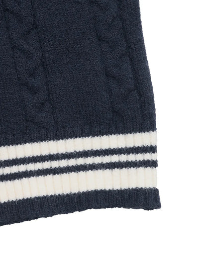 Preppy Contrast Stripe V-Neck Sweater The Nichole Collection - Official Site