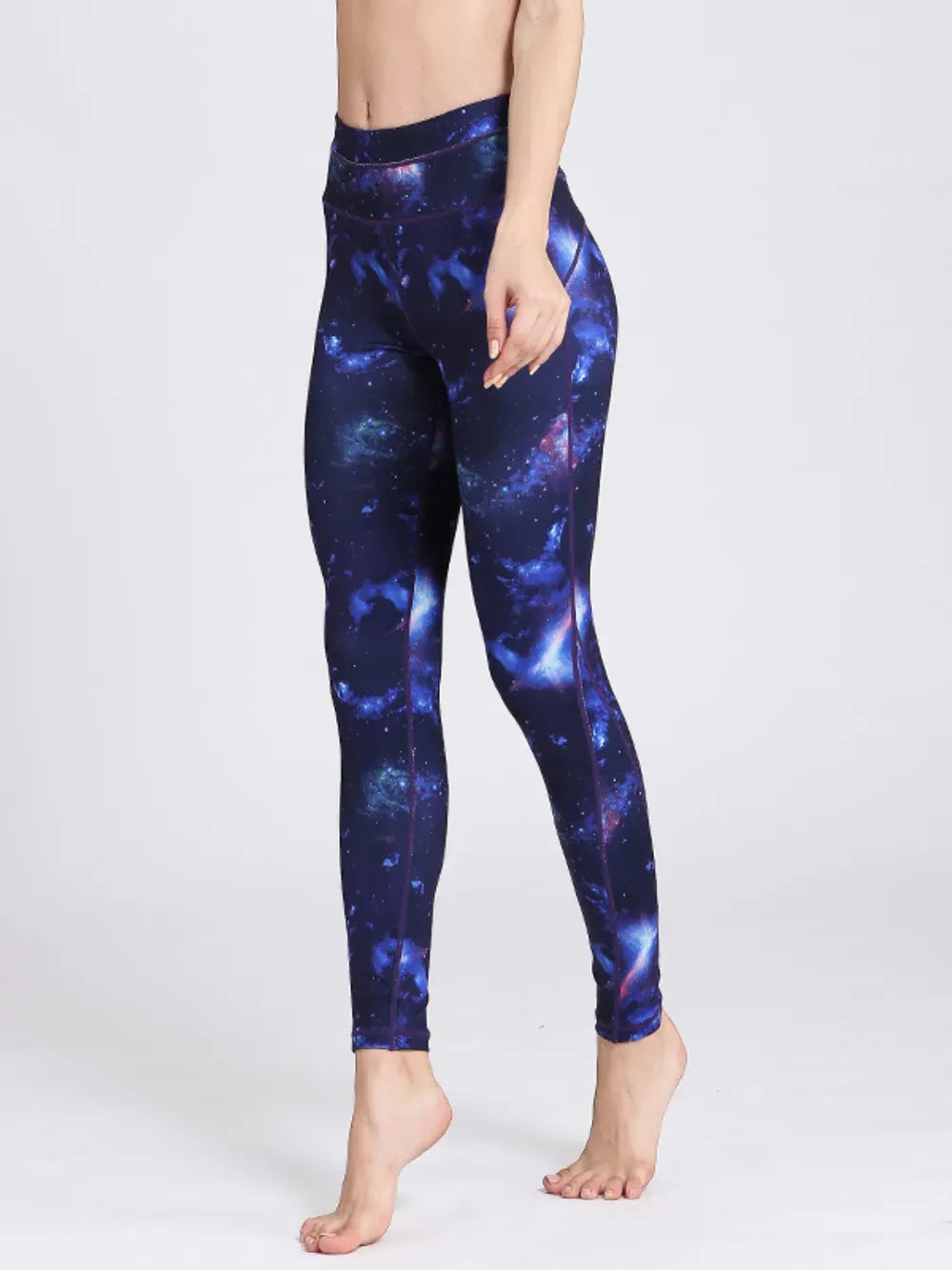 Printed Active High Waist Leggings Navy / S The Nichole Collection