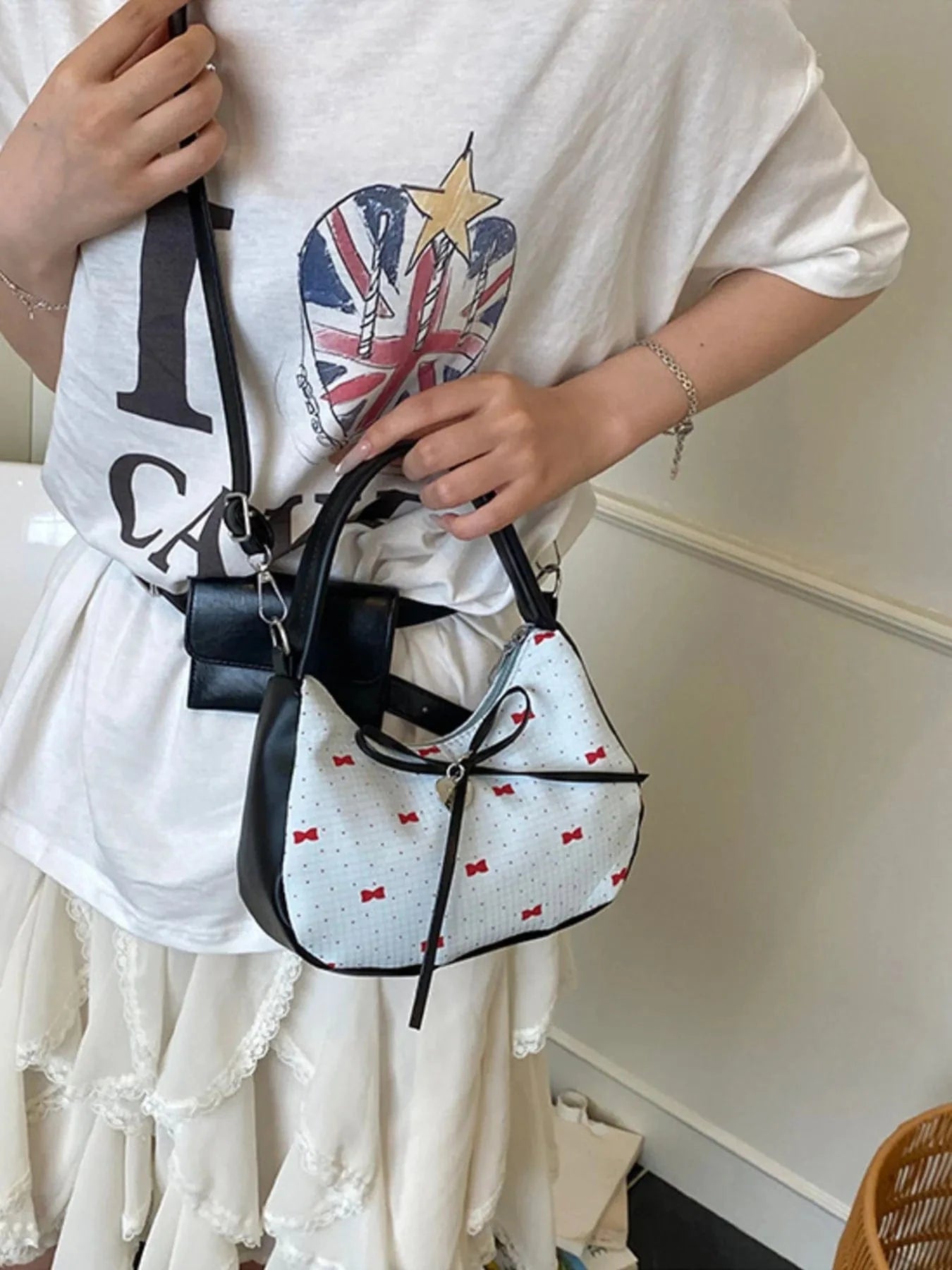 Printed Bow Shoulder Bag The Nichole Collection