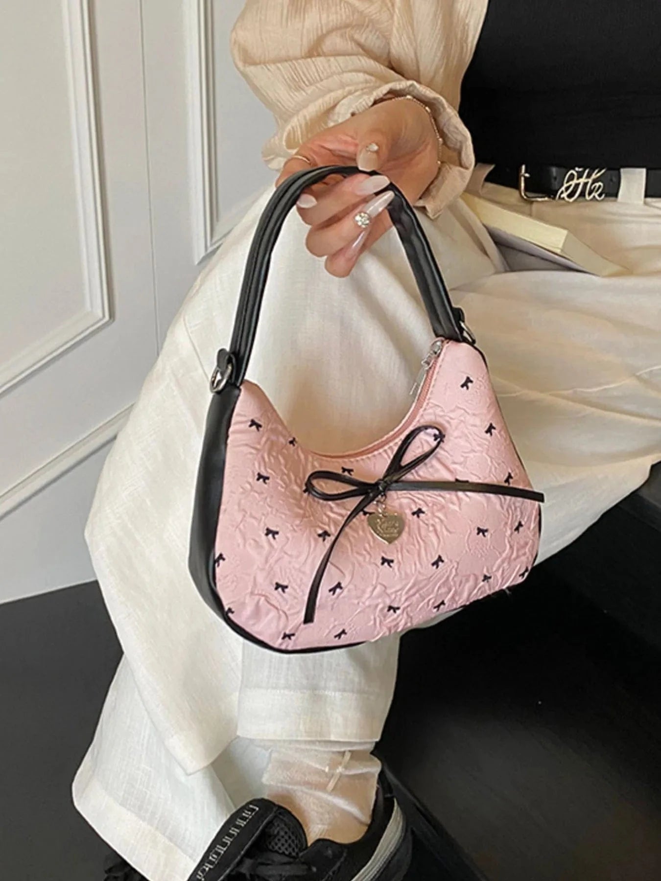 Printed Bow Shoulder Bag The Nichole Collection