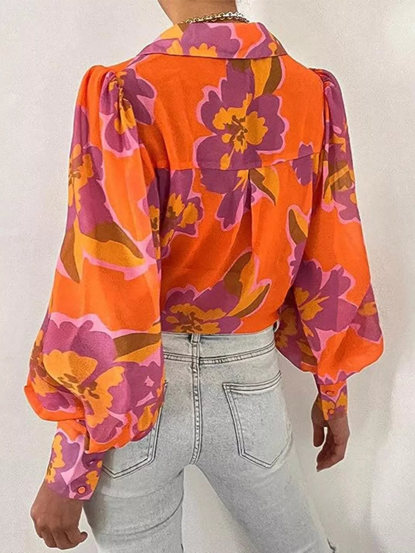 Printed Lantern Sleeve Shirt The Nichole Collection