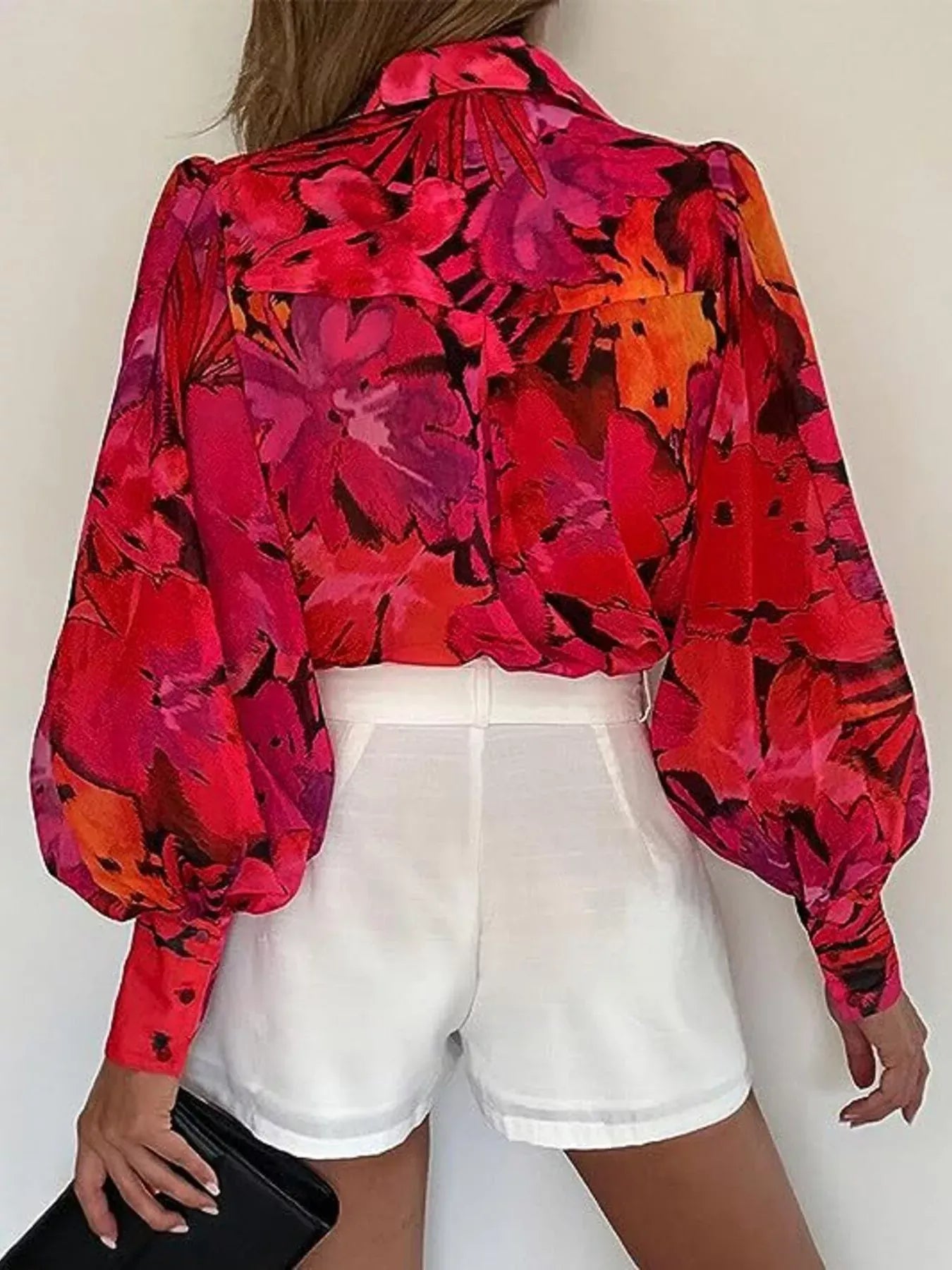 Printed Lantern Sleeve Shirt The Nichole Collection