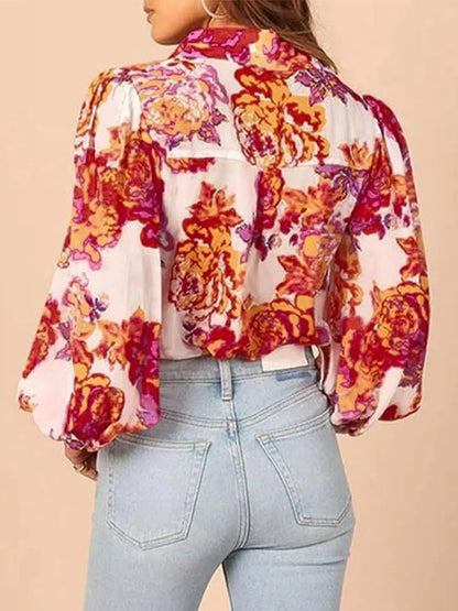 Printed Lantern Sleeve Shirt The Nichole Collection