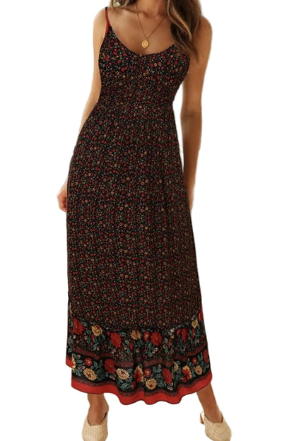 Printed Maxi Cami Dress Black / S Maxi Dresses The Nichole Collection - Official Site