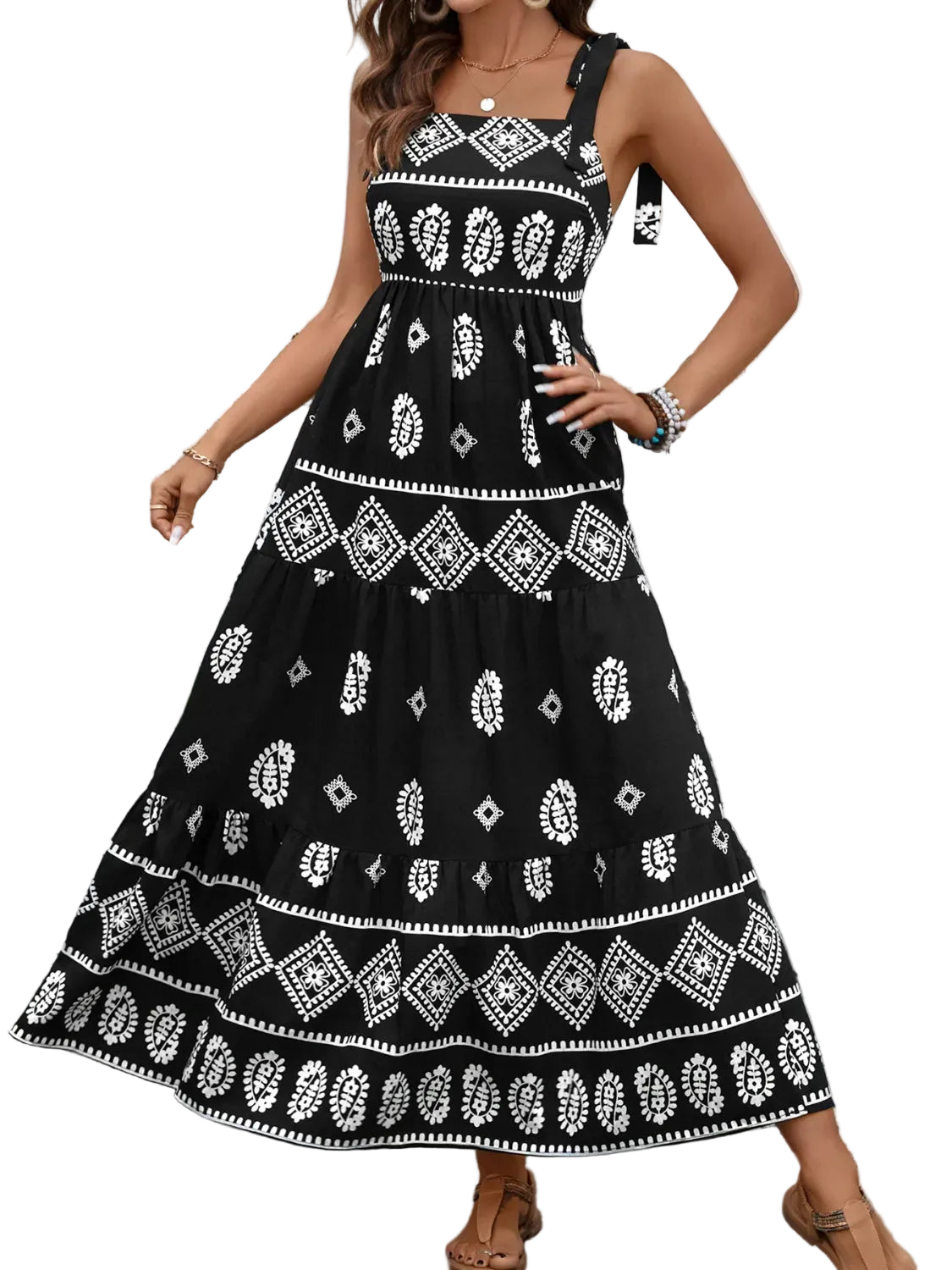 Printed Square Neck Maxi Cami Dress Maxi Dresses The Nichole Collection - Official Site