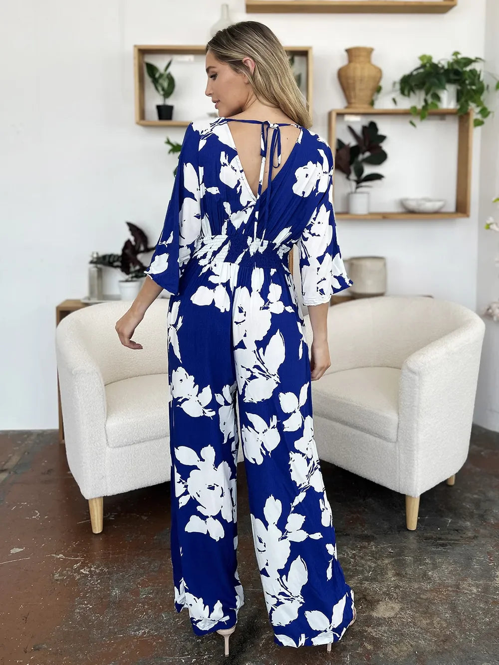 Printed Tie Back Wide Leg Jumpsuit The Nichole Collection - Official Site