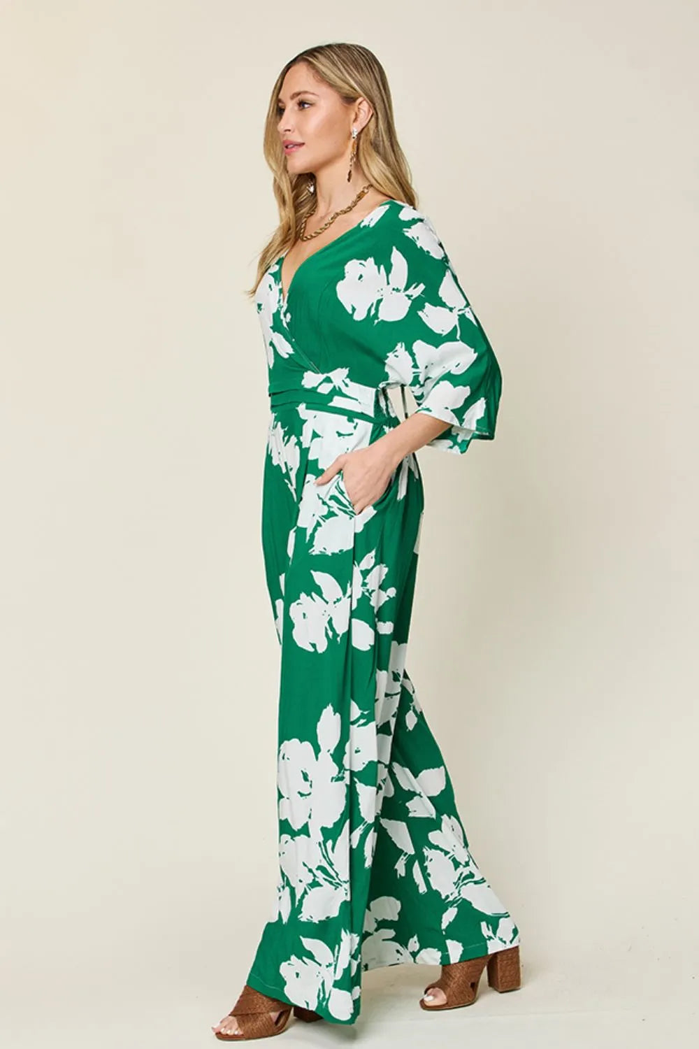 Printed Tie Back Wide Leg Jumpsuit The Nichole Collection - Official Site