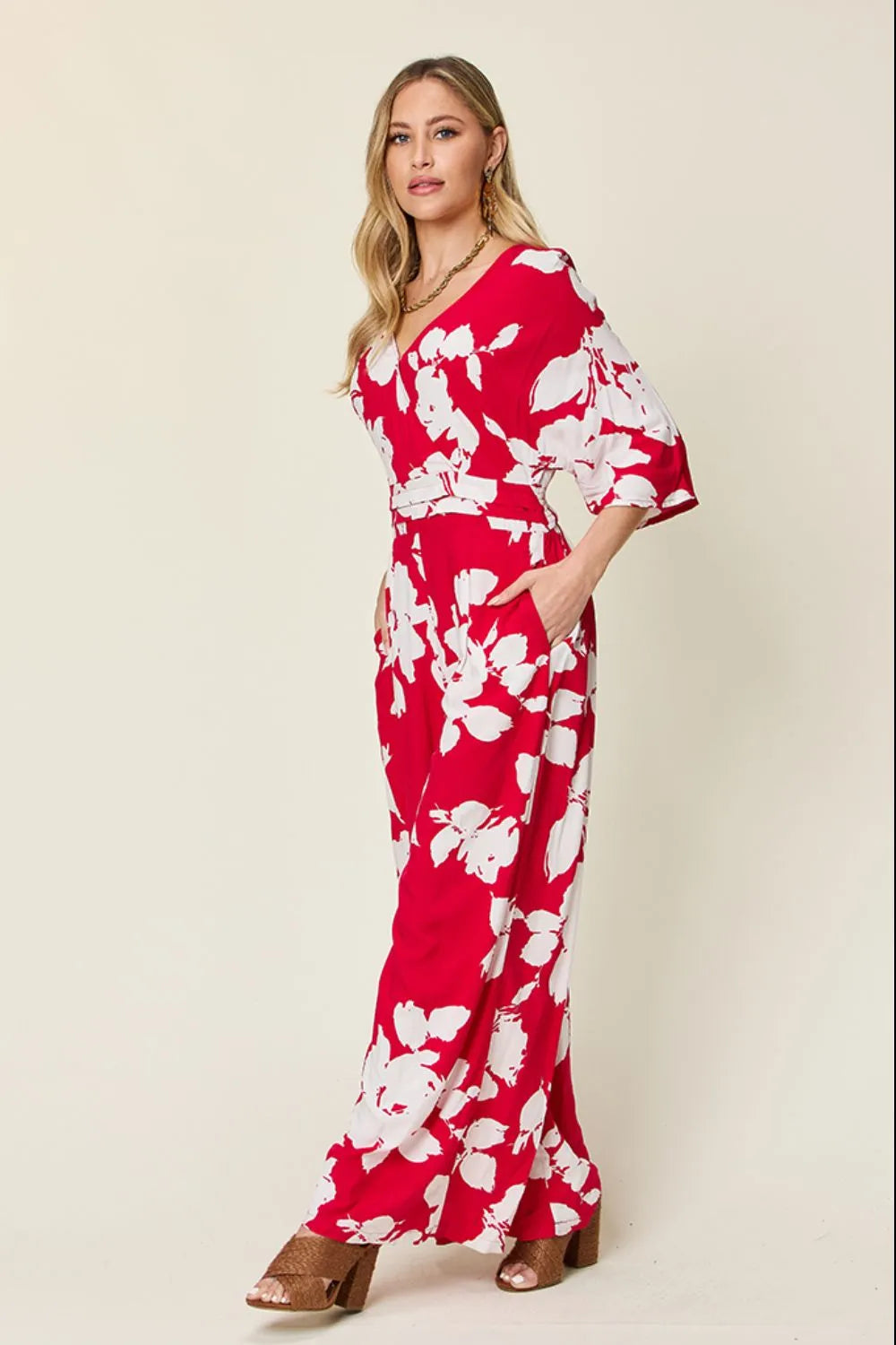 Printed Tie Back Wide Leg Jumpsuit The Nichole Collection - Official Site