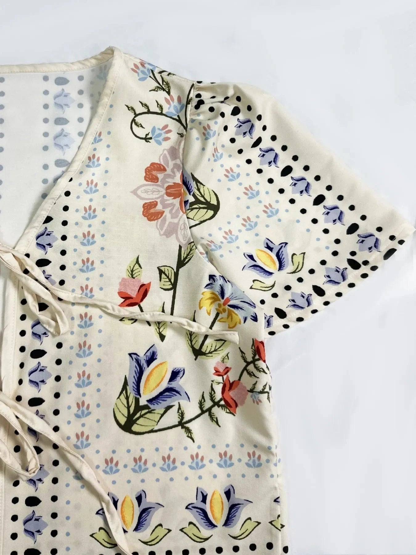 Printed Tie Front Short Sleeve Top and Pants Set The Nichole Collection
