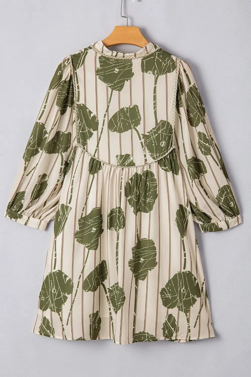 Printed Tie Neck Balloon Sleeve Dress The Nichole Collection