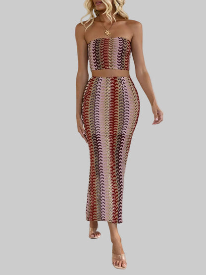 Printed Tube Top & Midi Skirt Set The Nichole Collection