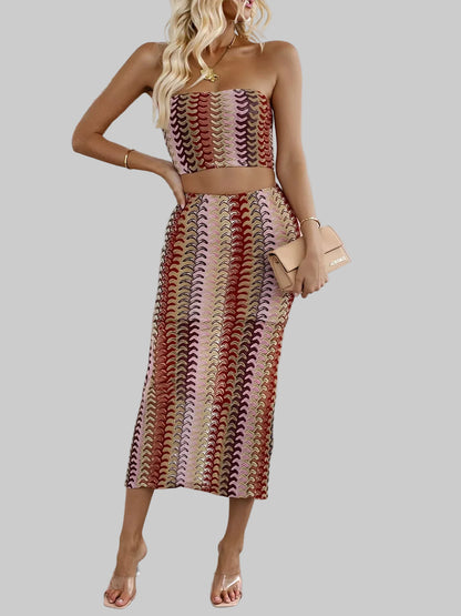 Printed Tube Top & Midi Skirt Set The Nichole Collection