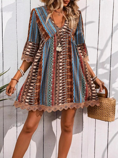 Printed V-Neck A-Line Dress The Nichole Collection - Official Site