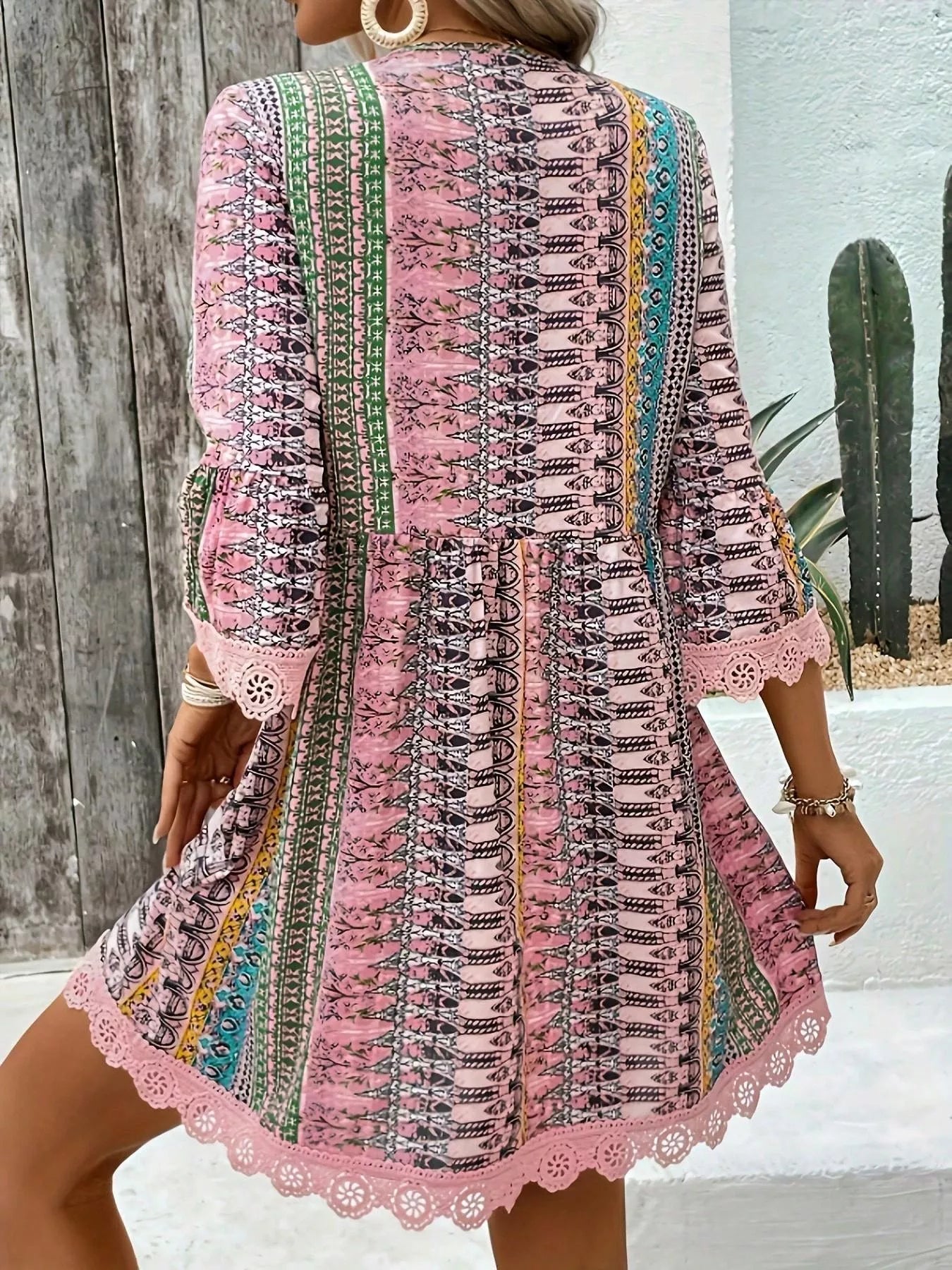 Printed V-Neck A-Line Dress The Nichole Collection - Official Site