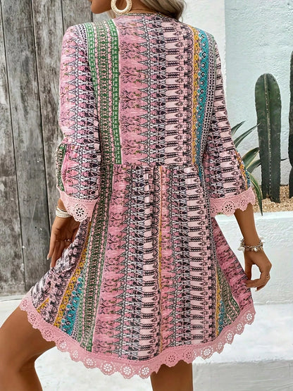 Printed V-Neck A-Line Dress The Nichole Collection - Official Site
