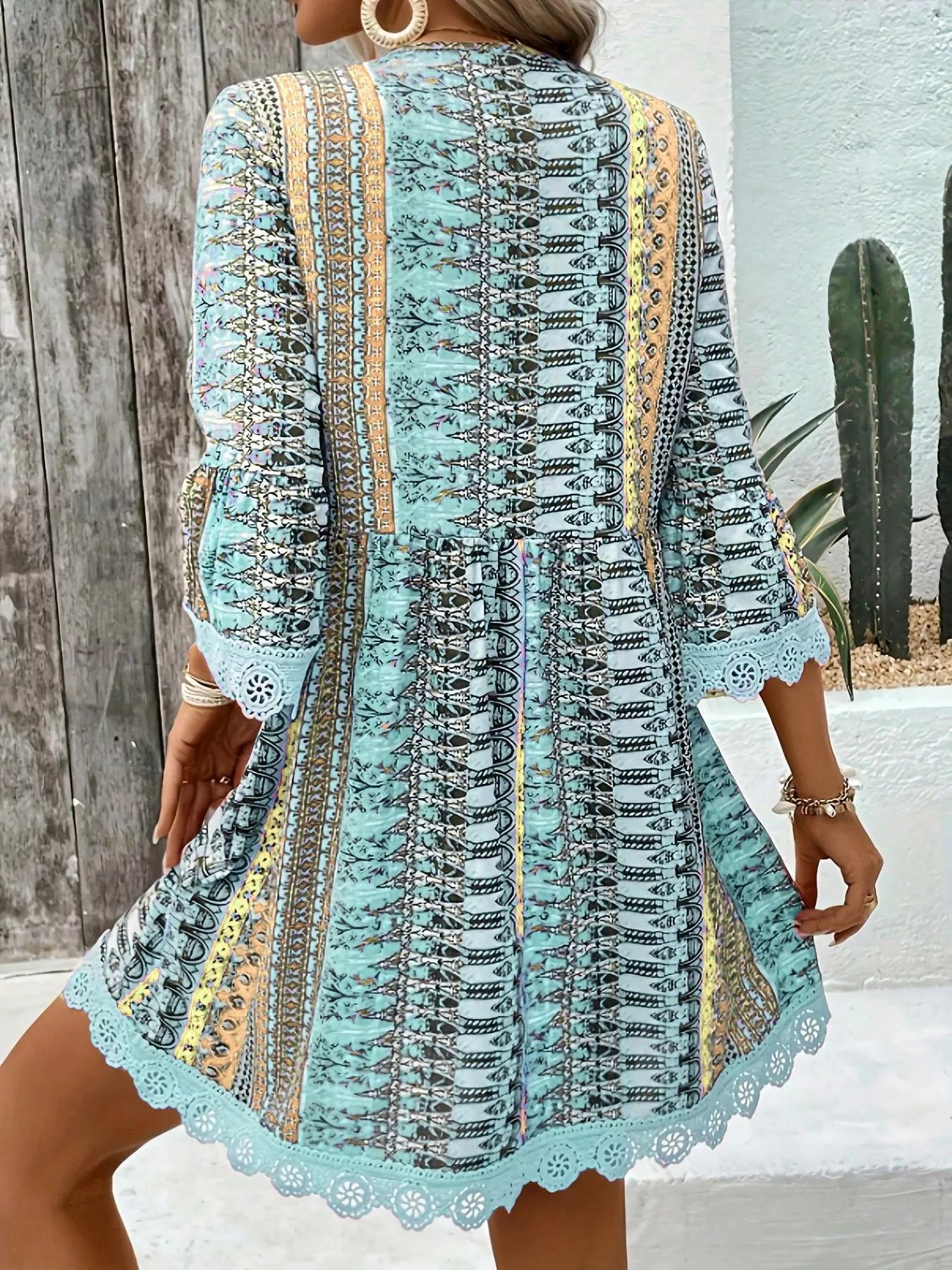 Printed V-Neck A-Line Dress The Nichole Collection - Official Site