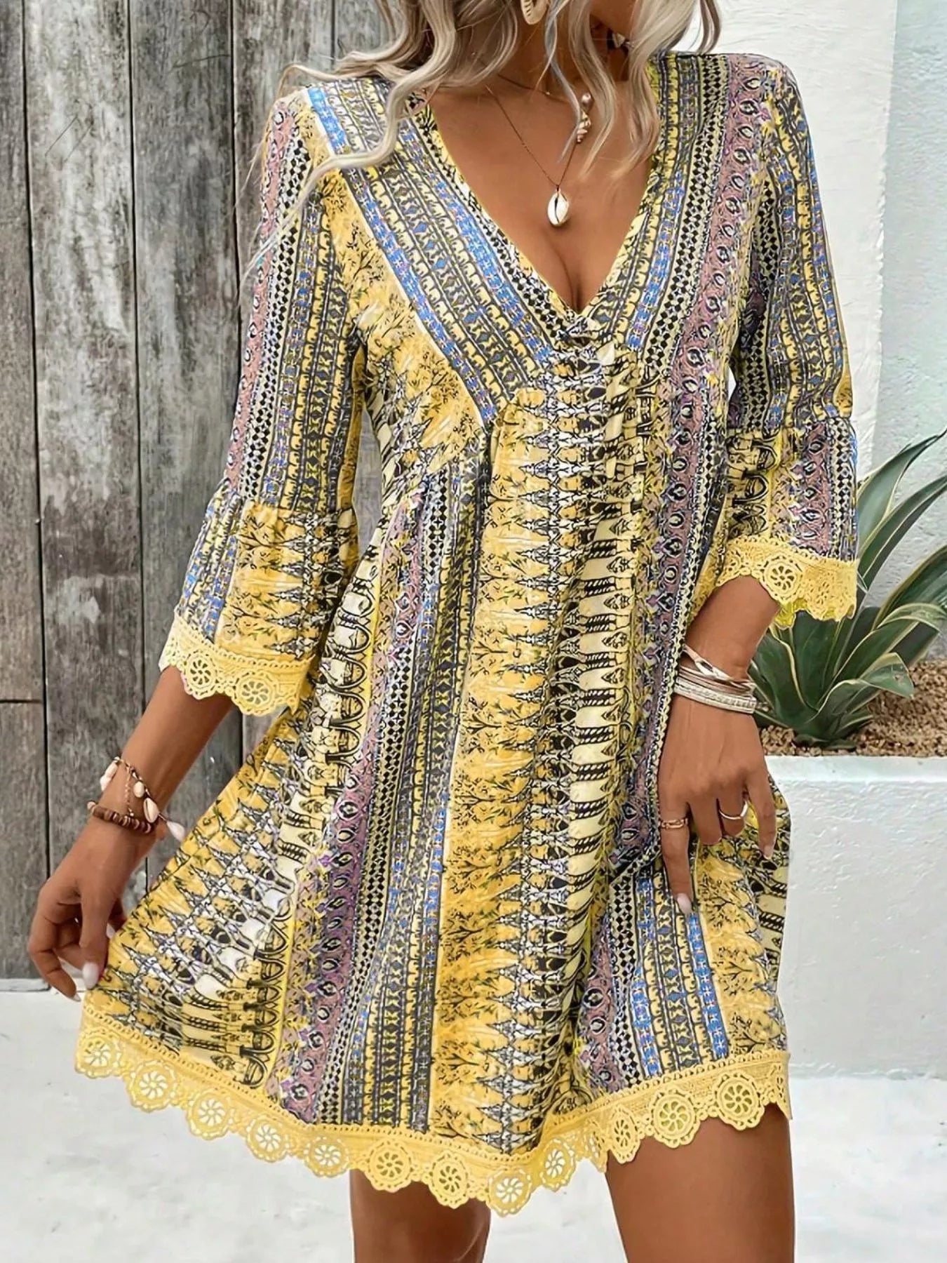 Printed V-Neck A-Line Dress The Nichole Collection - Official Site