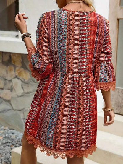 Printed V-Neck A-Line Dress The Nichole Collection - Official Site