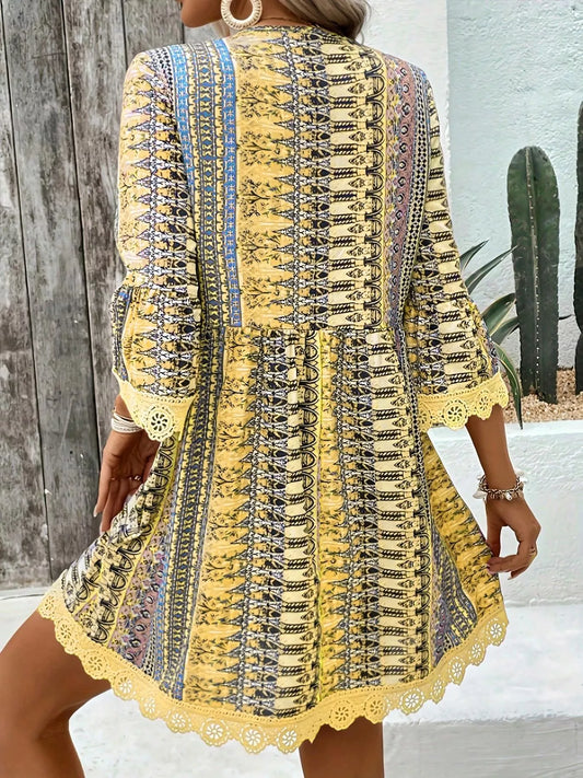 Printed V-Neck A-Line Dress The Nichole Collection - Official Site