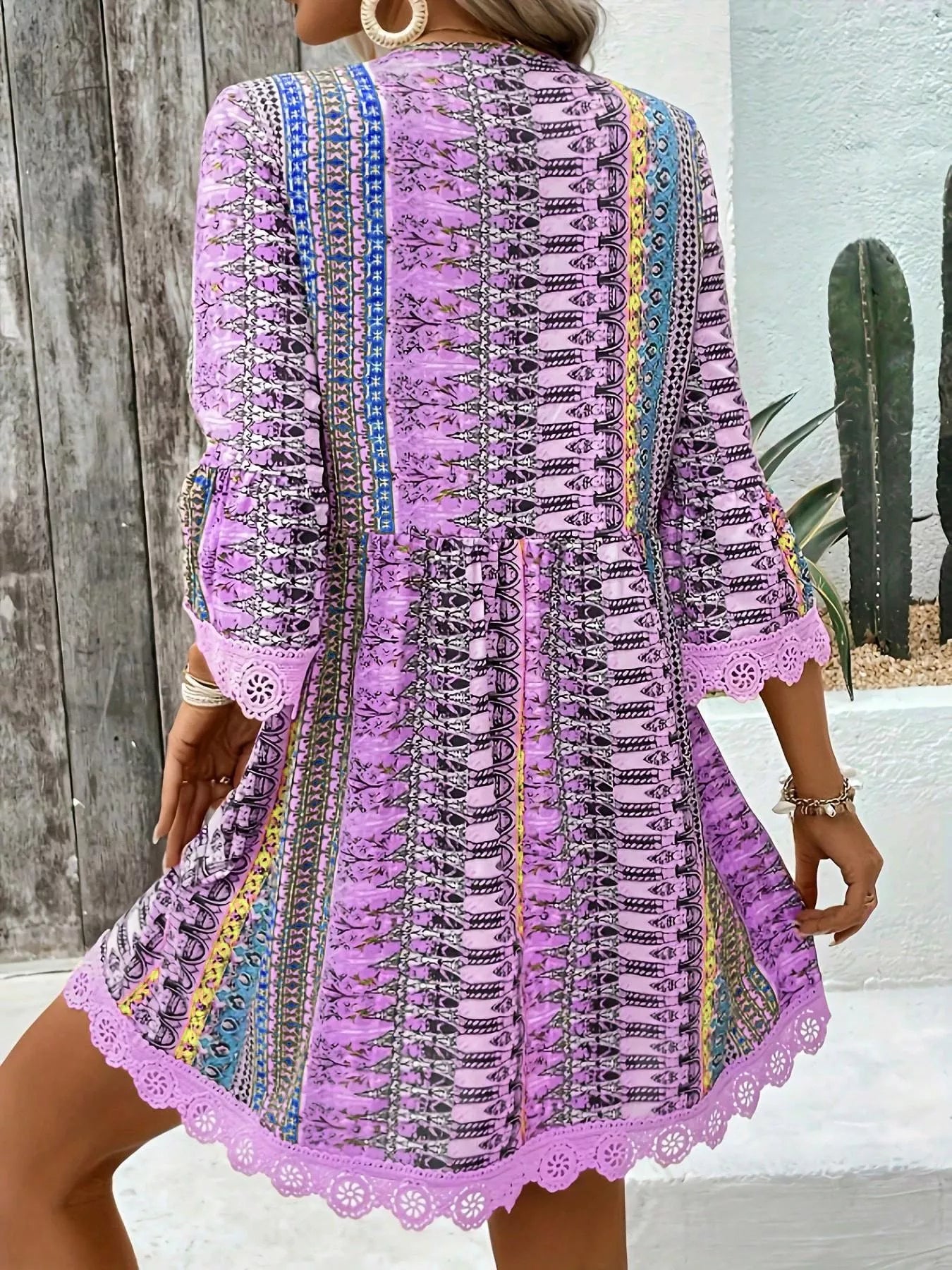 Printed V-Neck A-Line Dress The Nichole Collection - Official Site