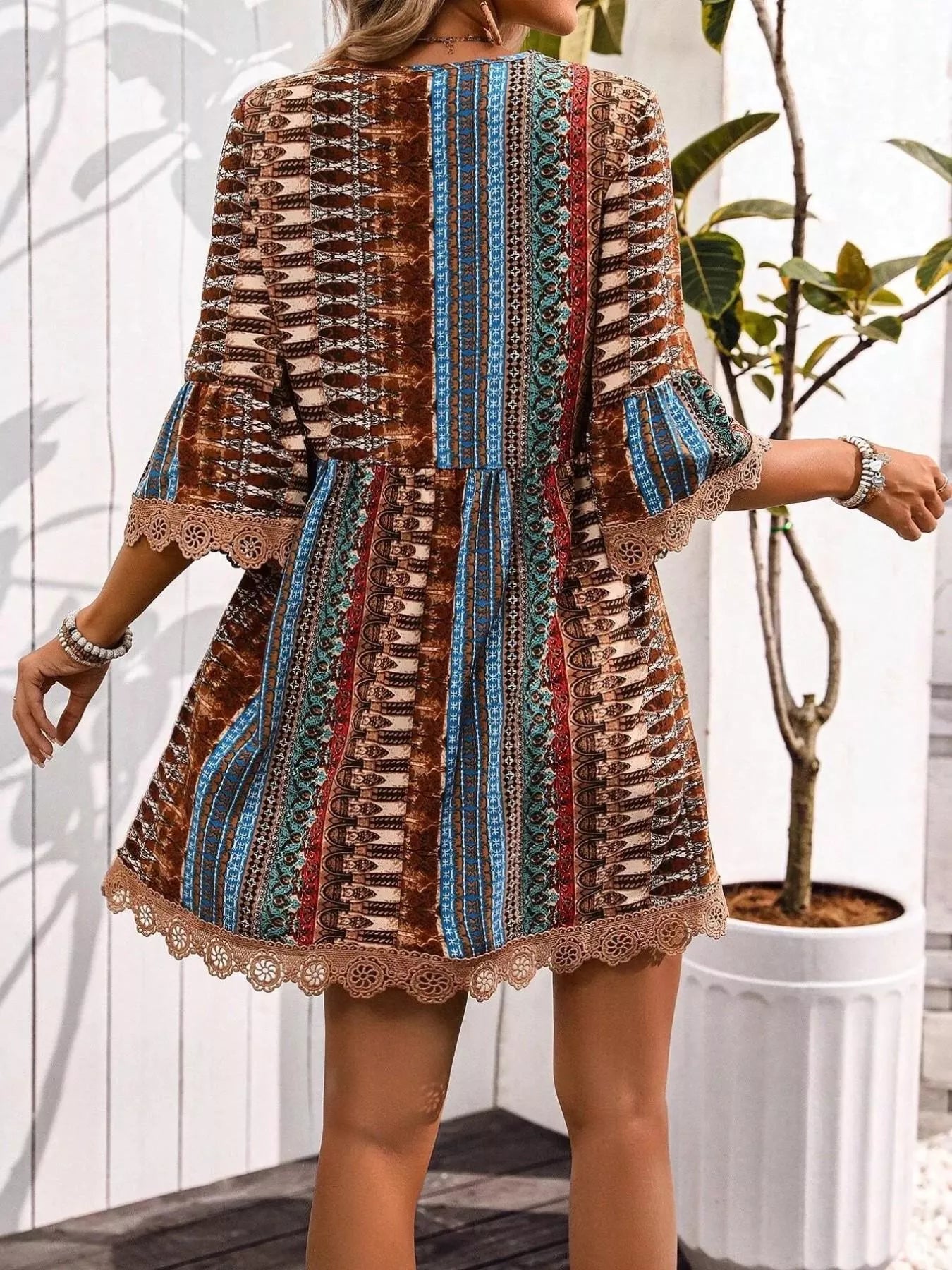 Printed V-Neck A-Line Dress The Nichole Collection - Official Site