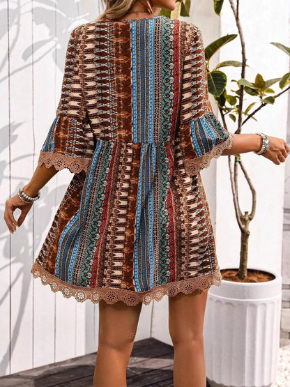 Printed V-Neck A-Line Dress The Nichole Collection - Official Site