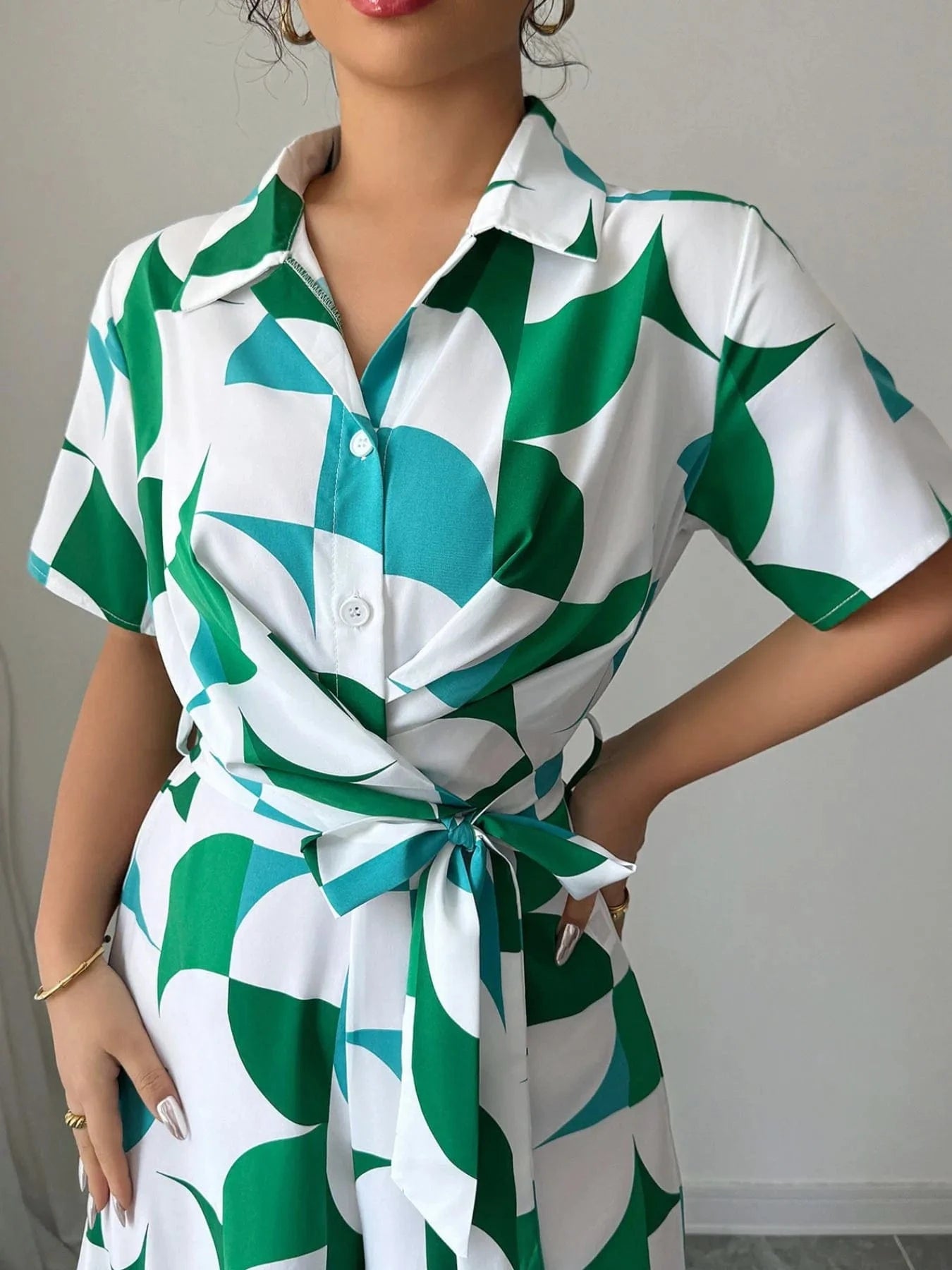 Printed Wide Leg Belted Jumpsuit The Nichole Collection